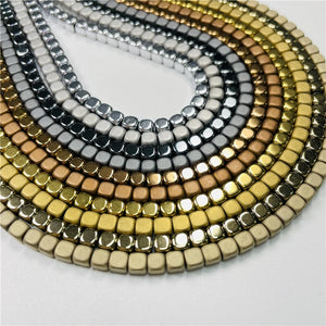 4/6/8/mm Square Hematite Beads Multi-Color Natural Stone DIY Bracelet Necklace