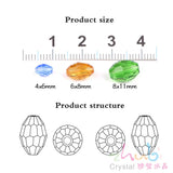 4/6/8MM Glass Faceted Oval Beads Crystal Rice Beaded For DIY Making Crafts
