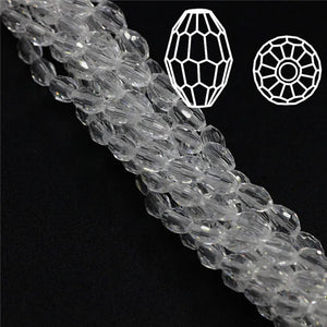4/6/8MM Glass Faceted Oval Beads Crystal Rice Beaded For DIY Making Crafts