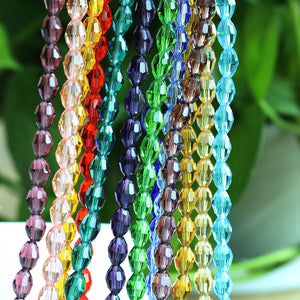 4/6/8MM Glass Faceted Oval Beads Crystal Rice Beaded For DIY Making Crafts