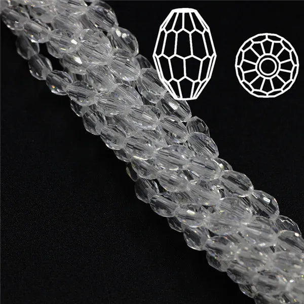 4/6/8MM Glass Faceted Oval Beads Crystal Rice Beaded For DIY Making Crafts