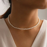 Pearl Choker Necklace Minimalist Clavicle Chain