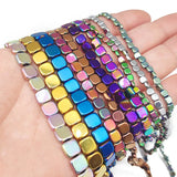 Hematite Stone Flat Square Spacers Beads Blue Green 4/6/8MM