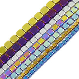 Hematite Stone Flat Square Spacers Beads Blue Green 4/6/8MM