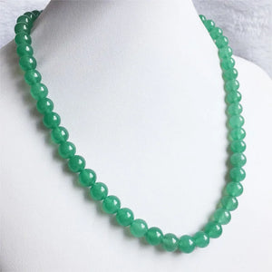 Green Aventurine Jade Necklace 8MM Round Natural Stone Chain Chocker Beaded