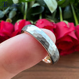 4/6/8mm Hammer Ring Tungsten Wedding Band Brushed Unique Gift Jewelry