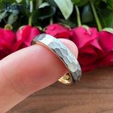 4/6/8mm Hammer Ring Tungsten Wedding Band Brushed Unique Gift Jewelry