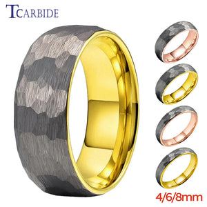 4/6/8mm Hammer Ring Tungsten Wedding Band Brushed Unique Gift Jewelry
