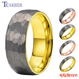 4/6/8mm Hammer Ring Tungsten Wedding Band Brushed Unique Gift Jewelry