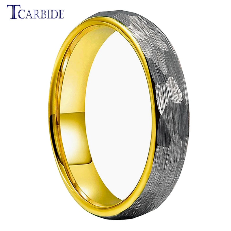 4/6/8mm Hammer Ring Tungsten Wedding Band Brushed Unique Gift Jewelry