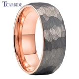 4/6/8mm Hammer Ring Tungsten Wedding Band Brushed Unique Gift Jewelry