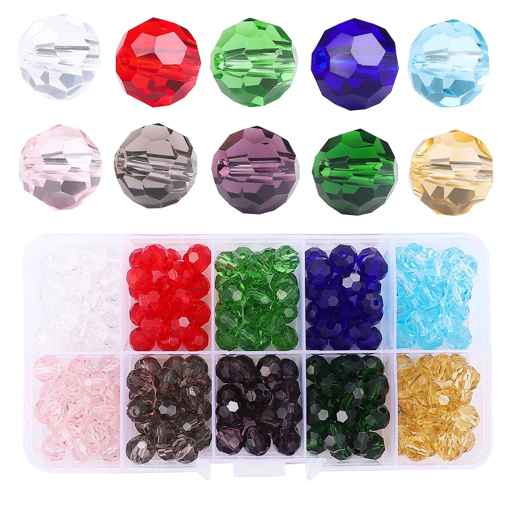 4/6/8mm MixColor Crystal Beads Kit DIY Jewelry Making Spacer Loose Faceted Glass