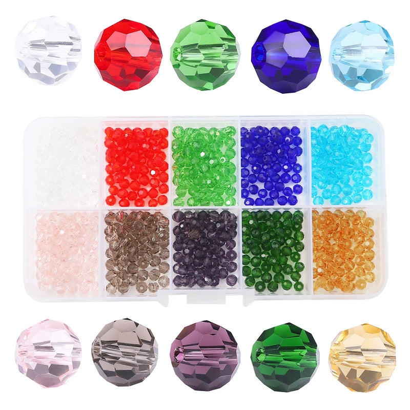 4/6/8mm MixColor Crystal Beads Kit DIY Jewelry Making Spacer Loose Faceted Glass