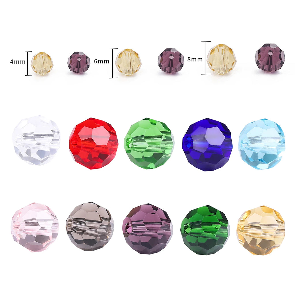 4/6/8mm MixColor Crystal Beads Kit DIY Jewelry Making Spacer Loose Faceted Glass
