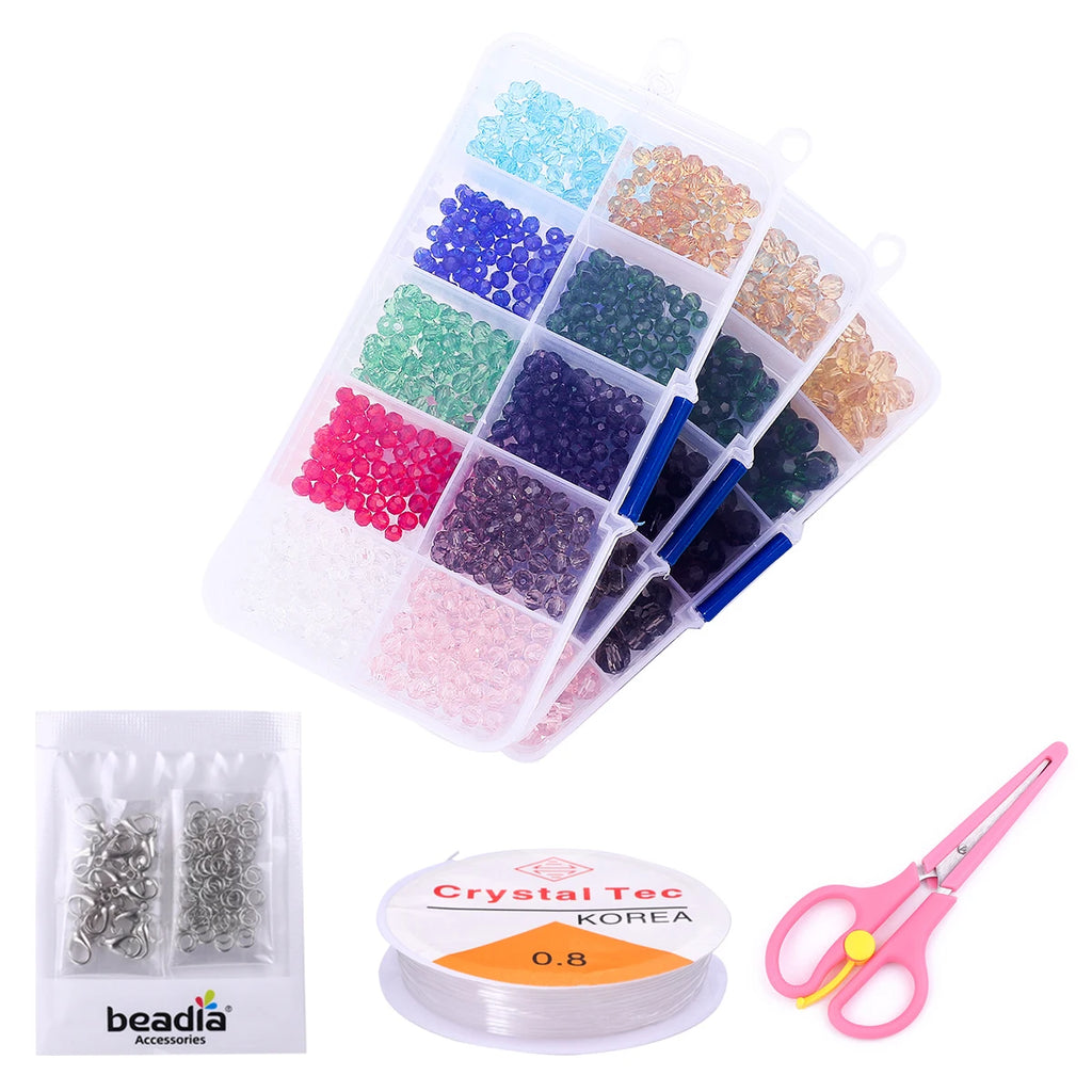 4/6/8mm MixColor Crystal Beads Kit DIY Jewelry Making Spacer Loose Faceted Glass
