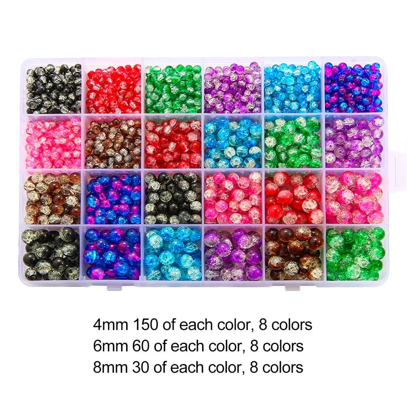 Mixed Round Cracked Crystal Beads Set for DIY Jewelry Making