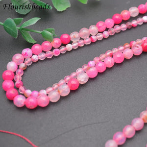 Natural Pink Agate Faceted Round Stone Beads 10 Strands/lot