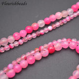 Natural Pink Agate Faceted Round Stone Beads 10 Strands/lot
