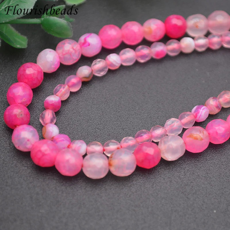 Natural Pink Agate Faceted Round Stone Beads 10 Strands/lot