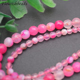 Natural Pink Agate Faceted Round Stone Beads 10 Strands/lot