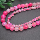 Natural Pink Agate Faceted Round Stone Beads 10 Strands/lot