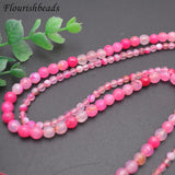 Natural Pink Agate Faceted Round Stone Beads 10 Strands/lot