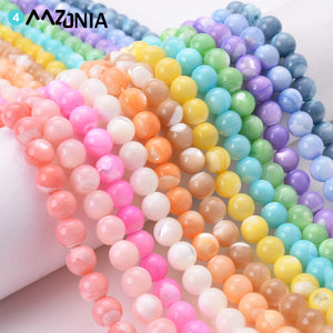 Natural Shell Beads Round Pearls Colorful Spacer Beads for Jewelry Making