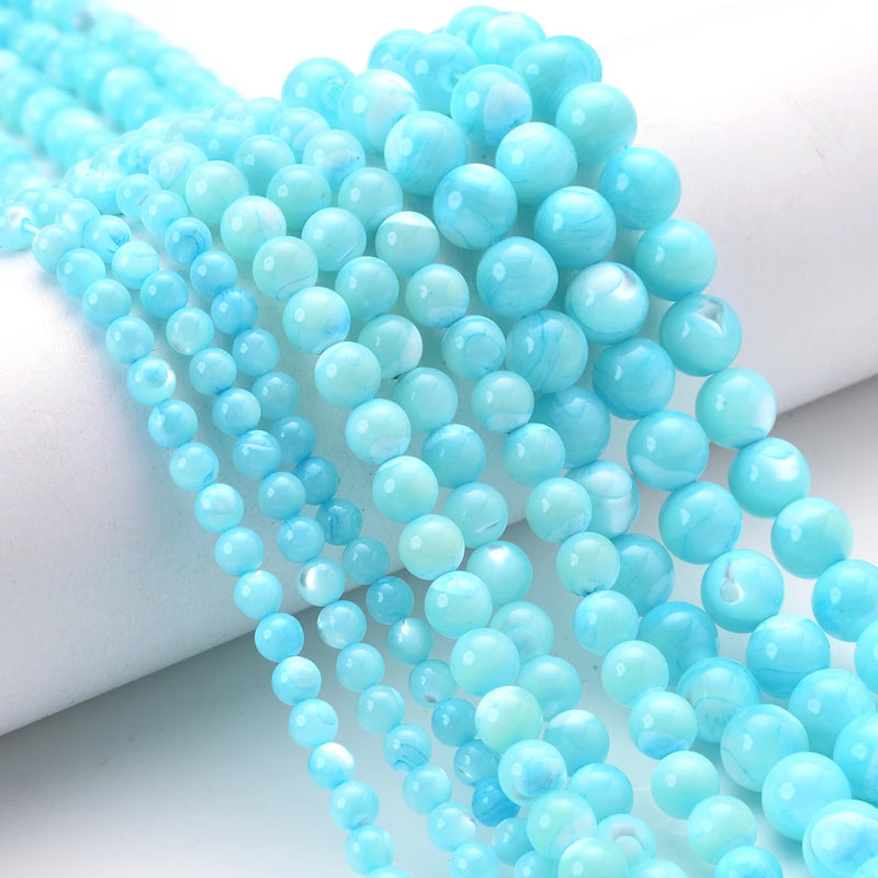 Natural Shell Beads Round Pearls Colorful Spacer Beads for Jewelry Making