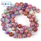 4/6/8mm Purple Flower Sea Sediment Jaspers Beads