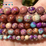4/6/8mm Purple Flower Sea Sediment Jaspers Beads