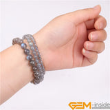Gray Rainbow Labradorite Stretch Chakra Beads Bracelet 7.5 Inches