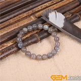 Gray Rainbow Labradorite Stretch Chakra Beads Bracelet 7.5 Inches