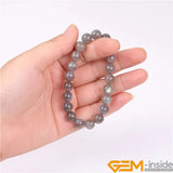 Gray Rainbow Labradorite Stretch Chakra Beads Bracelet 7.5 Inches