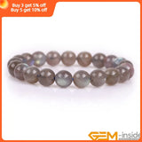 Gray Rainbow Labradorite Stretch Chakra Beads Bracelet 7.5 Inches