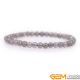 Gray Rainbow Labradorite Stretch Chakra Beads Bracelet 7.5 Inches