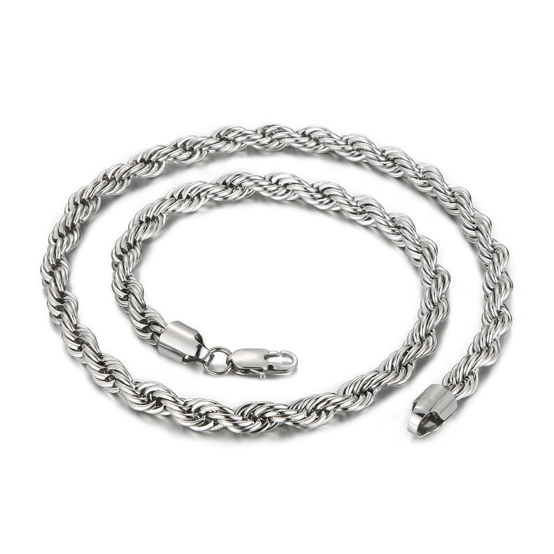 Stainless Steel Minimalist Twist Rope Chain Necklace For Men