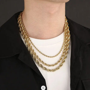 Stainless Steel Minimalist Twist Rope Chain Necklace For Men