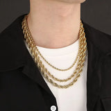 Stainless Steel Minimalist Twist Rope Chain Necklace For Men