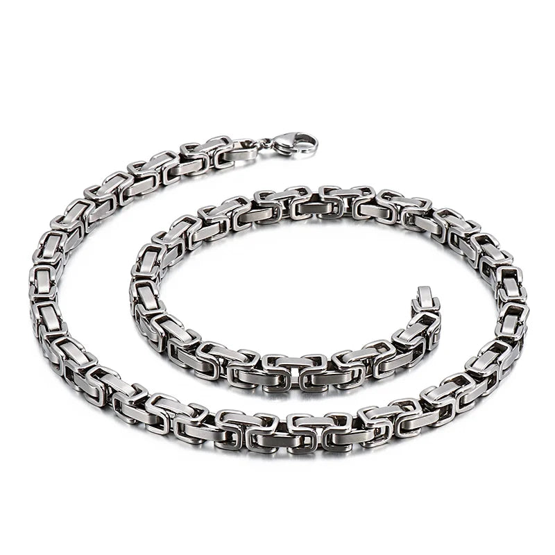 4/6/8mm Stainless Steel Box Chain Necklace For Men