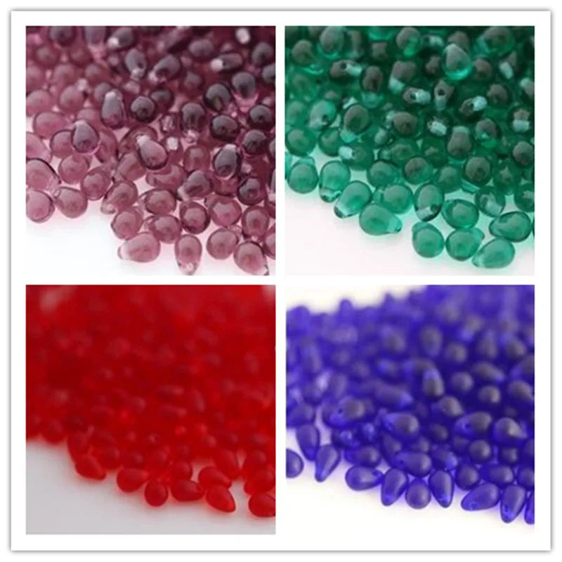 150Pcs Mixed 4 Colors Water Drop Teardrop Czech Glass Bead Jewelry Beads