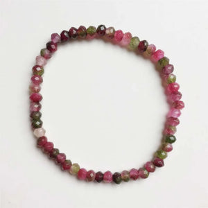 Faceted Tourmaline Bracelet Natural Stone Jade Vintage Cut Small Bead Hand 