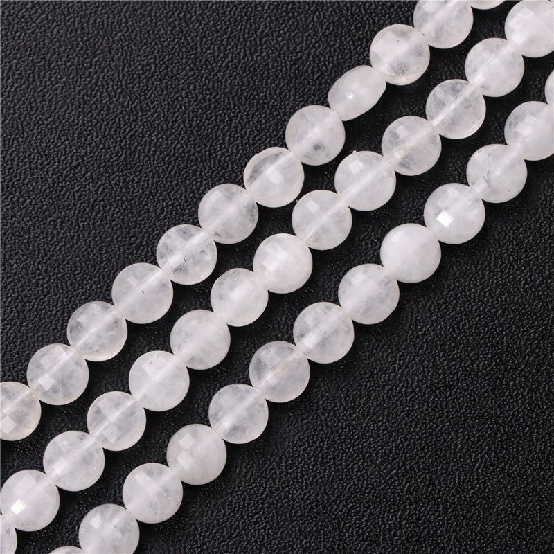 6MM Natural Round Faceted Flat Stone Bead Quartzs Agat Jaspers Spacer Beads