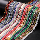 6MM Natural Round Faceted Flat Stone Bead Quartzs Agat Jaspers Spacer Beads