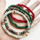 Oval Natural Stone Bracelet Red Green Ruby Amazonite Elastic Cord Jewelry Beads