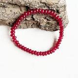 Oval Natural Stone Bracelet Red Green Ruby Amazonite Elastic Cord Jewelry Beads