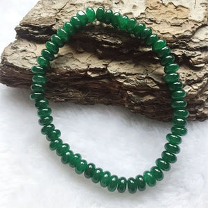6MM Oval Green Emerald Jade Bracelet Natural Stone Beads