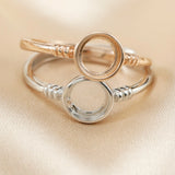 Round Bezel Ring Setting 925 Sterling Silver Rose Plated DIY Supplies