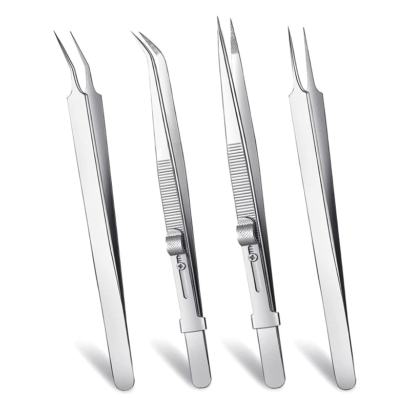 Curved Pointy Tweezers Locking Angled for Crafts Electronics