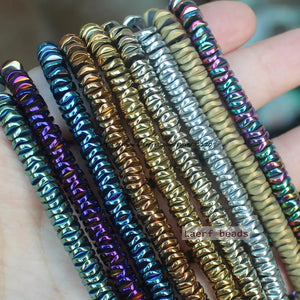 Natural Hematite Wavy Disc Shape Spacer Beads 250/200pcs