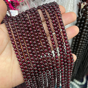 High Garnet Natural Gemstone Red Round Beads Bracelet Jewelry 15"